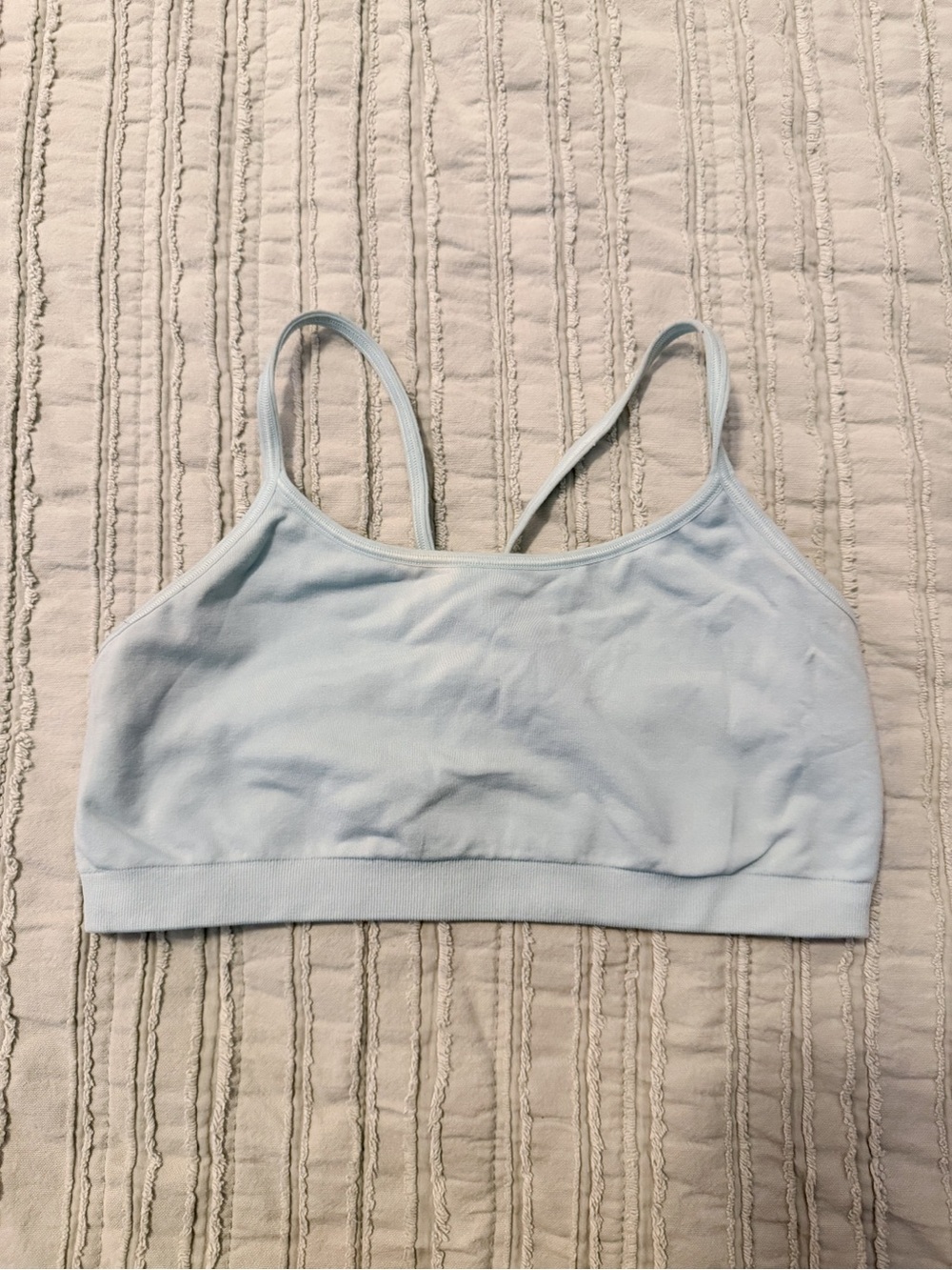 GapBody Racerback Pullover Bralette | Light Blue | Seamless | Sz M
